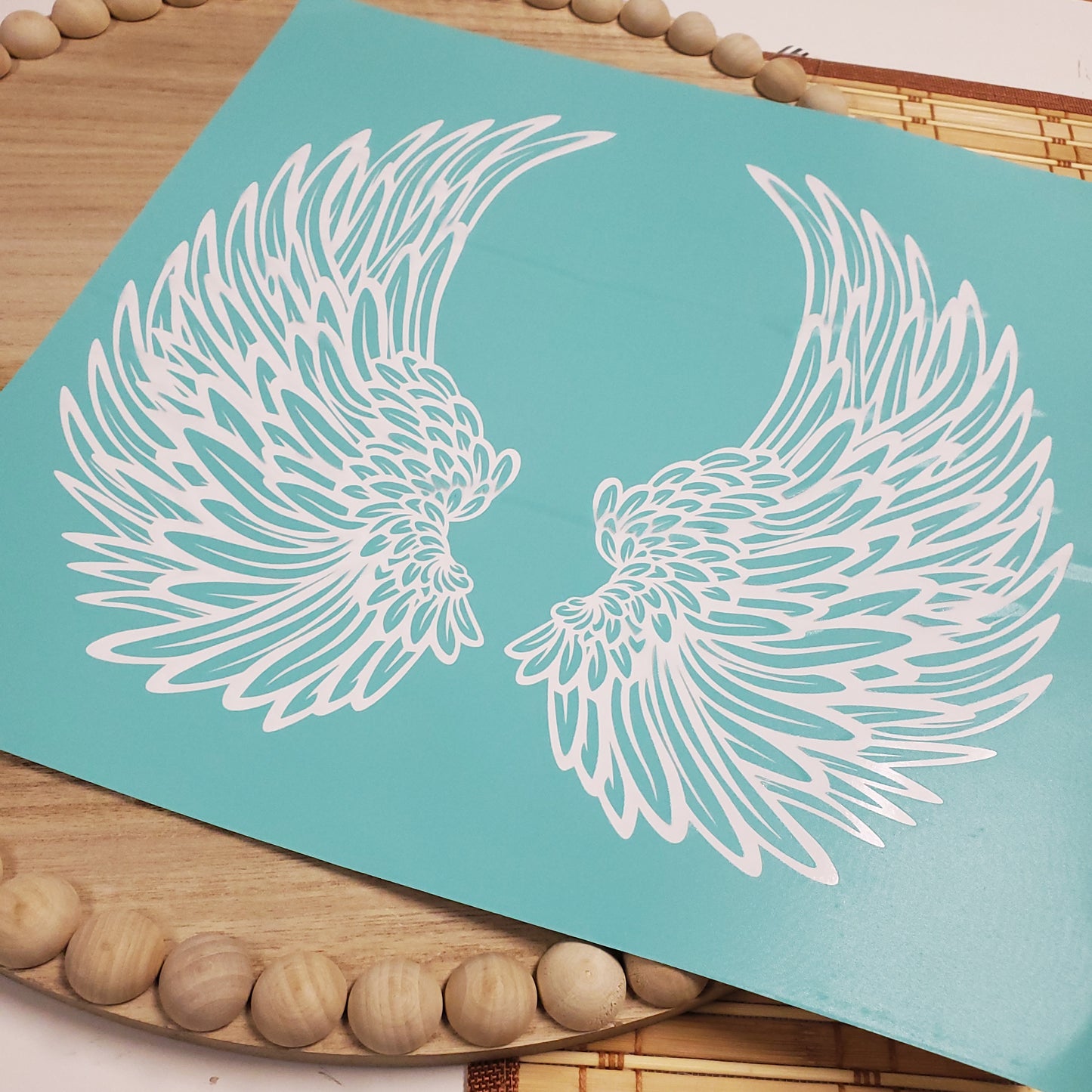 Adhesive Silk Screen Stencil - Angel Wings