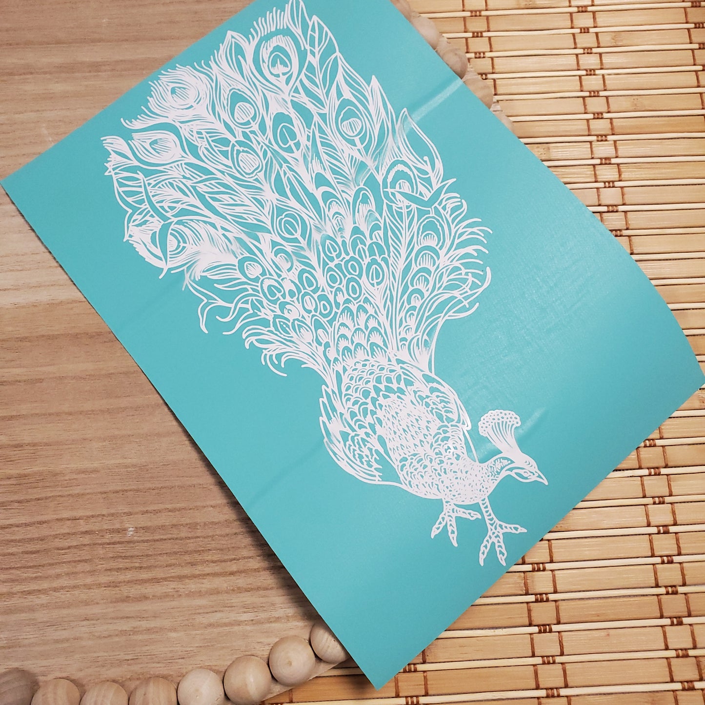 Adhesive Silk Screen Stencil - Peacock