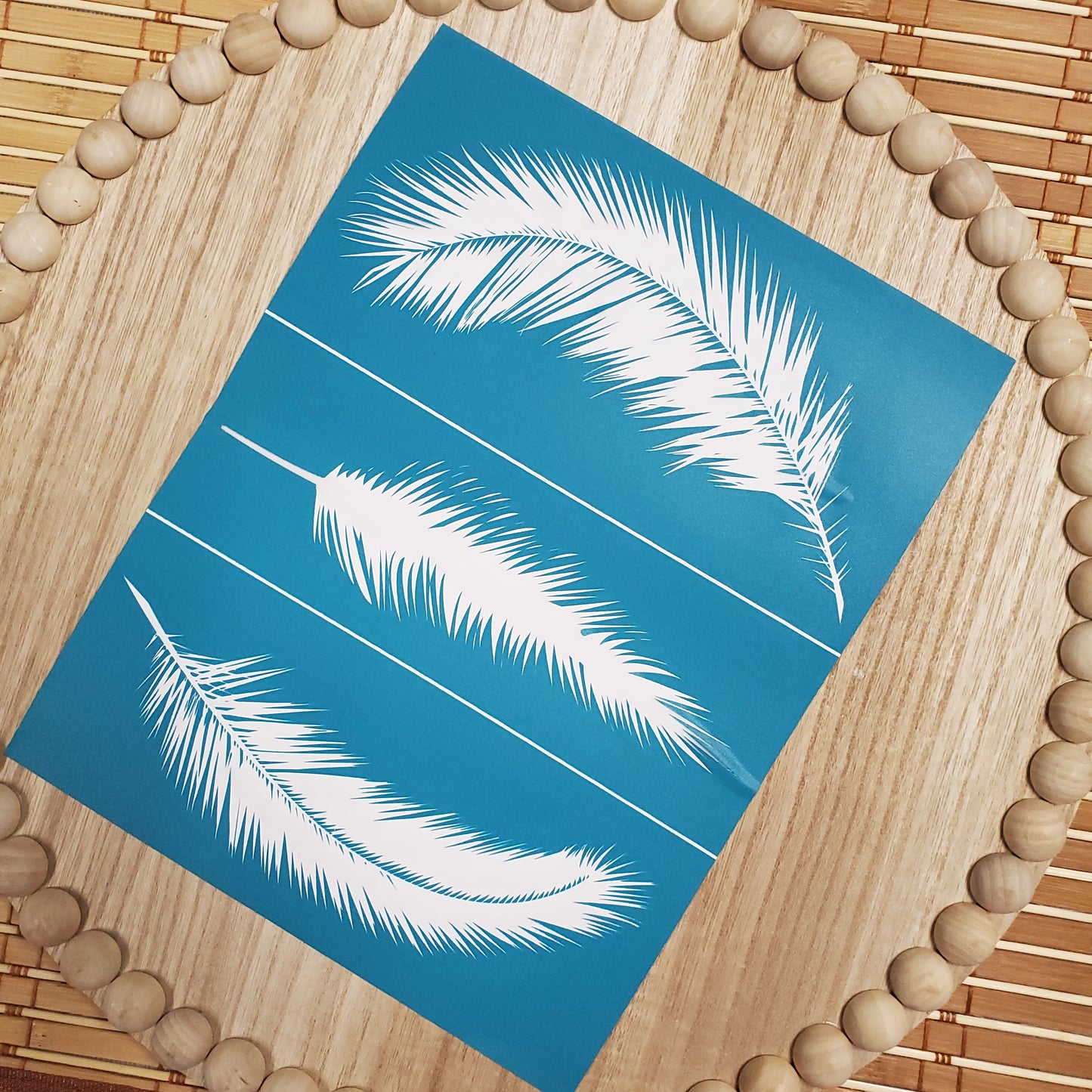 Adhesive Silk Screen Stencil - Feathers
