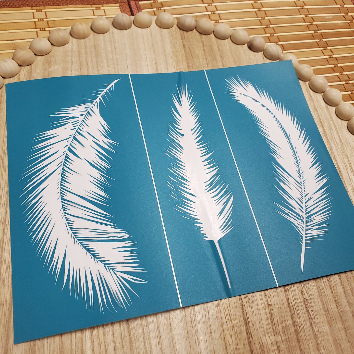 Adhesive Silk Screen Stencil - Feathers