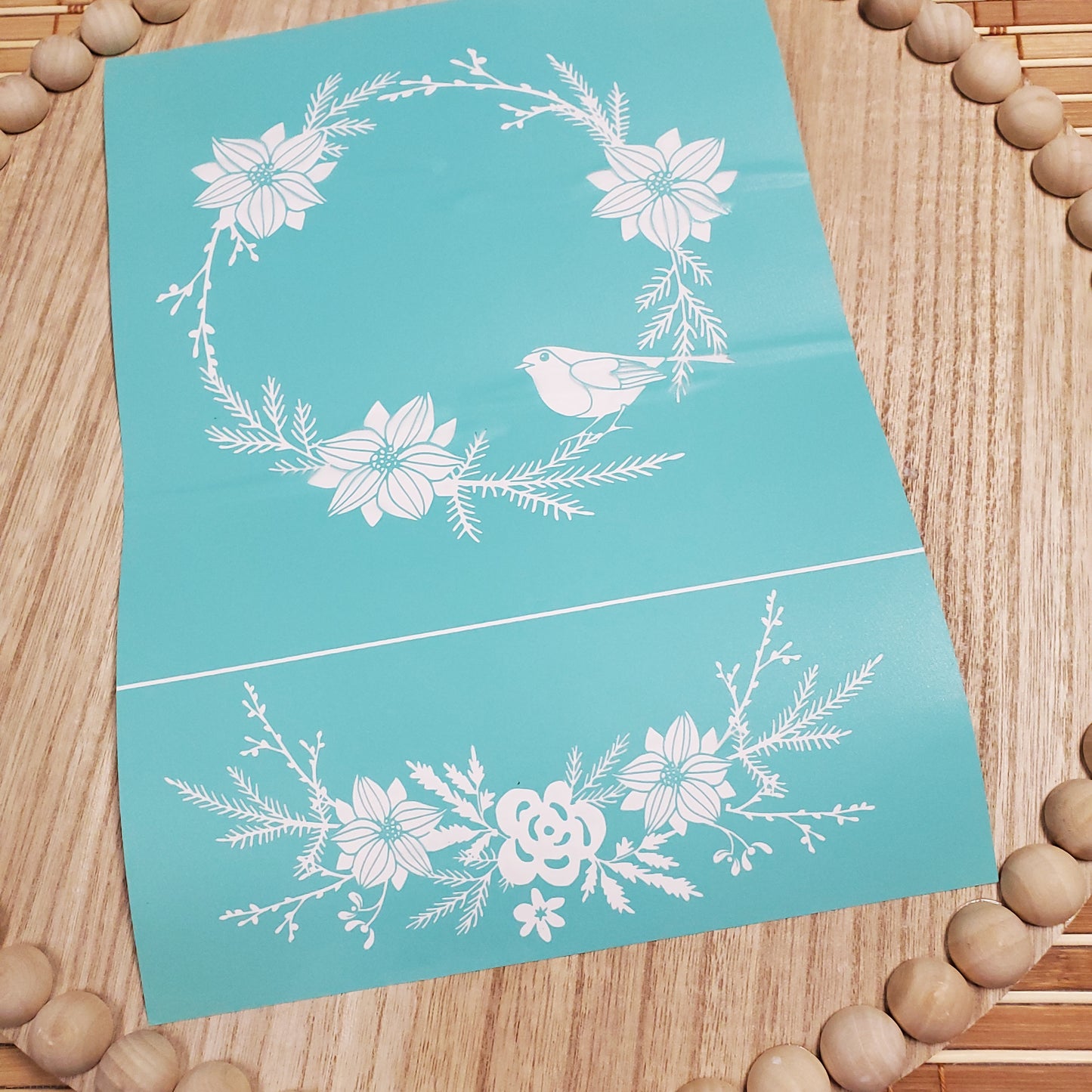 Adhesive Silk Screen Stencil - Wreath and Bough