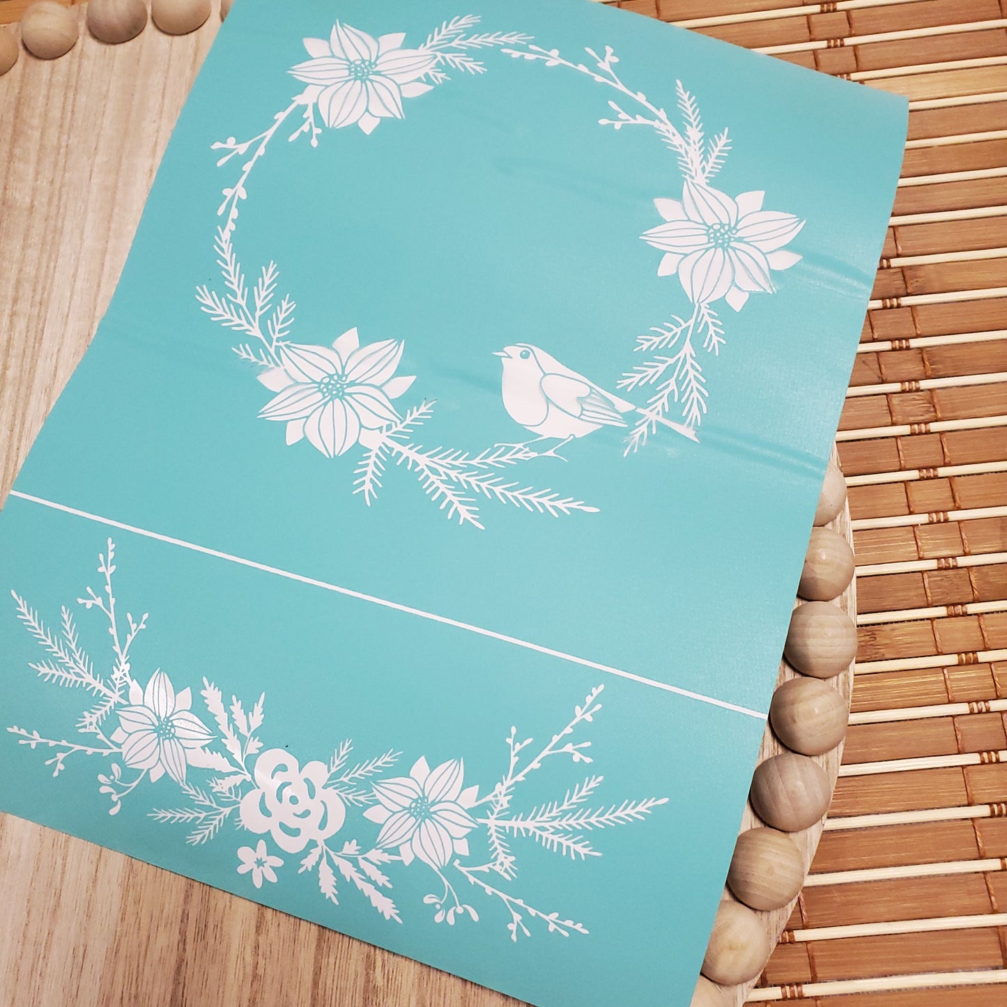 Adhesive Silk Screen Stencil - Wreath and Bough