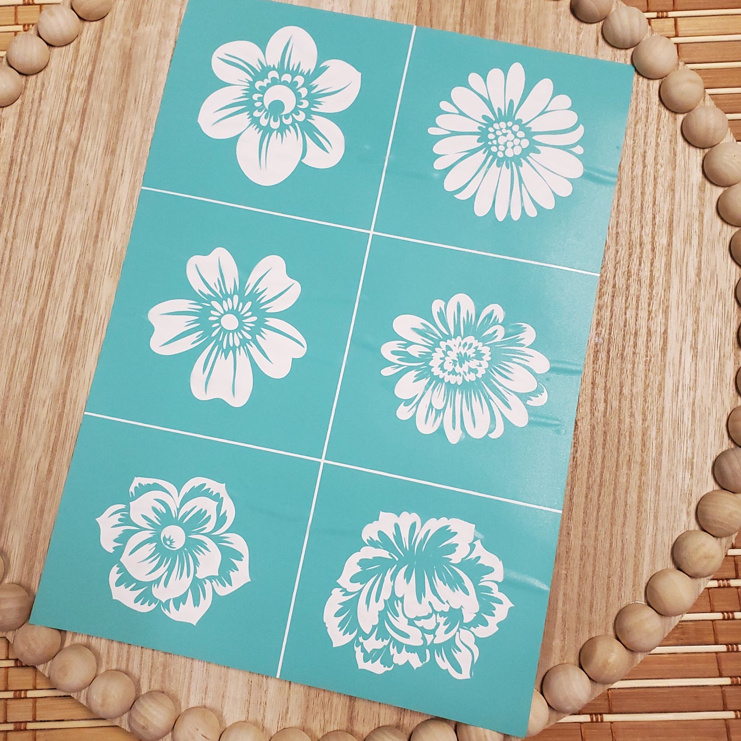Adhesive Silk Screen Stencil - 6 Blossoms