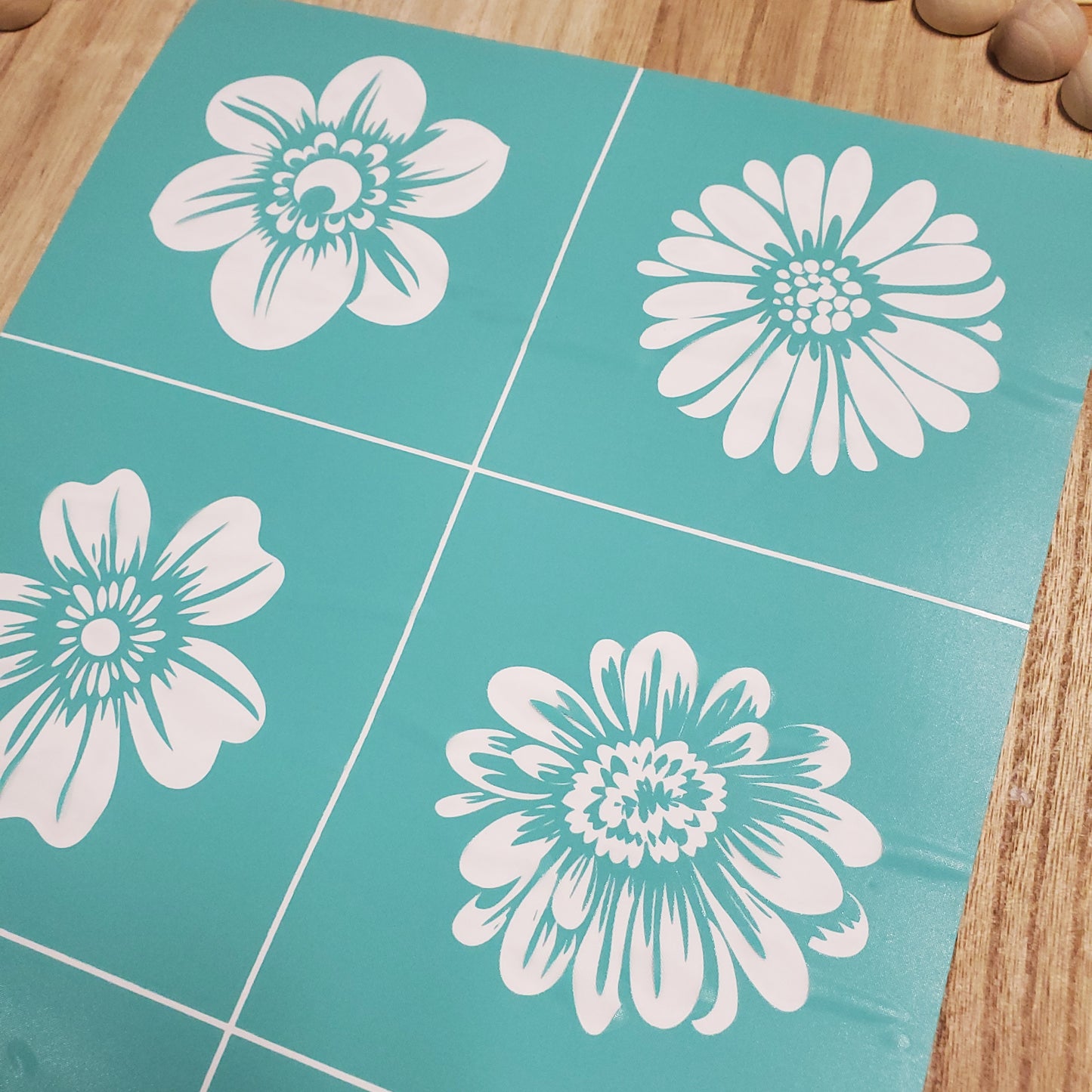 Adhesive Silk Screen Stencil - 6 Blossoms