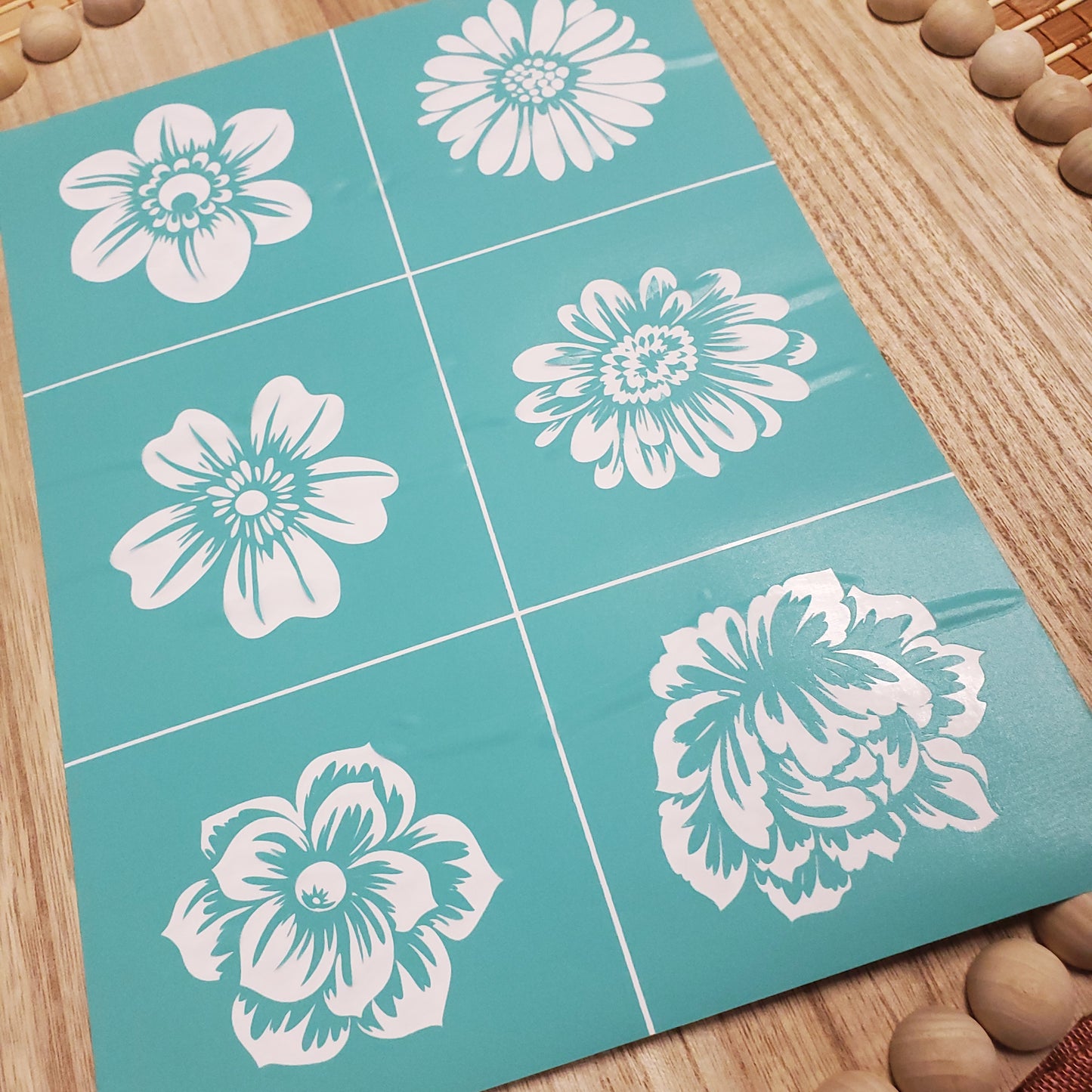 Adhesive Silk Screen Stencil - 6 Blossoms