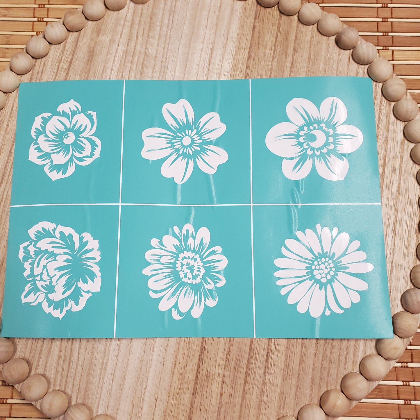 Adhesive Silk Screen Stencil - 6 Blossoms