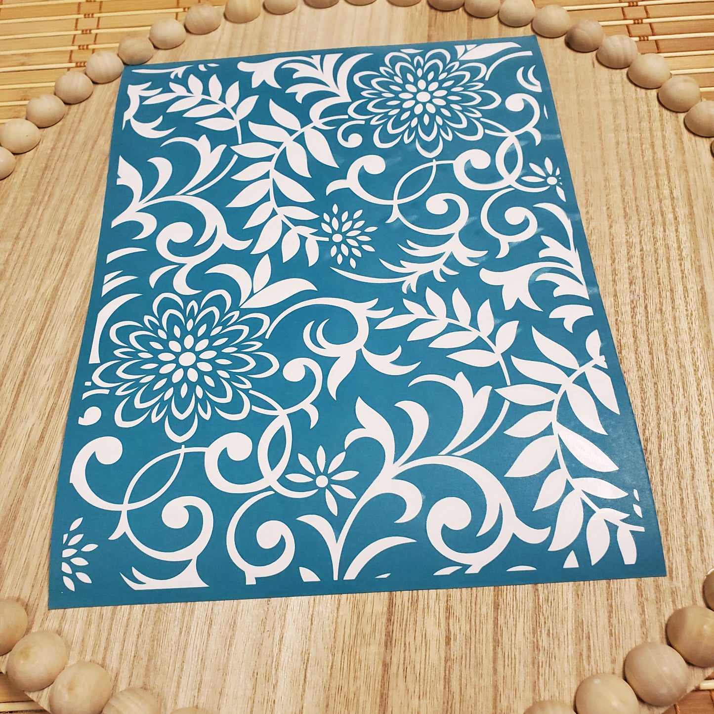 Adhesive Silk Screen Stencil - Swirls & Blossoms