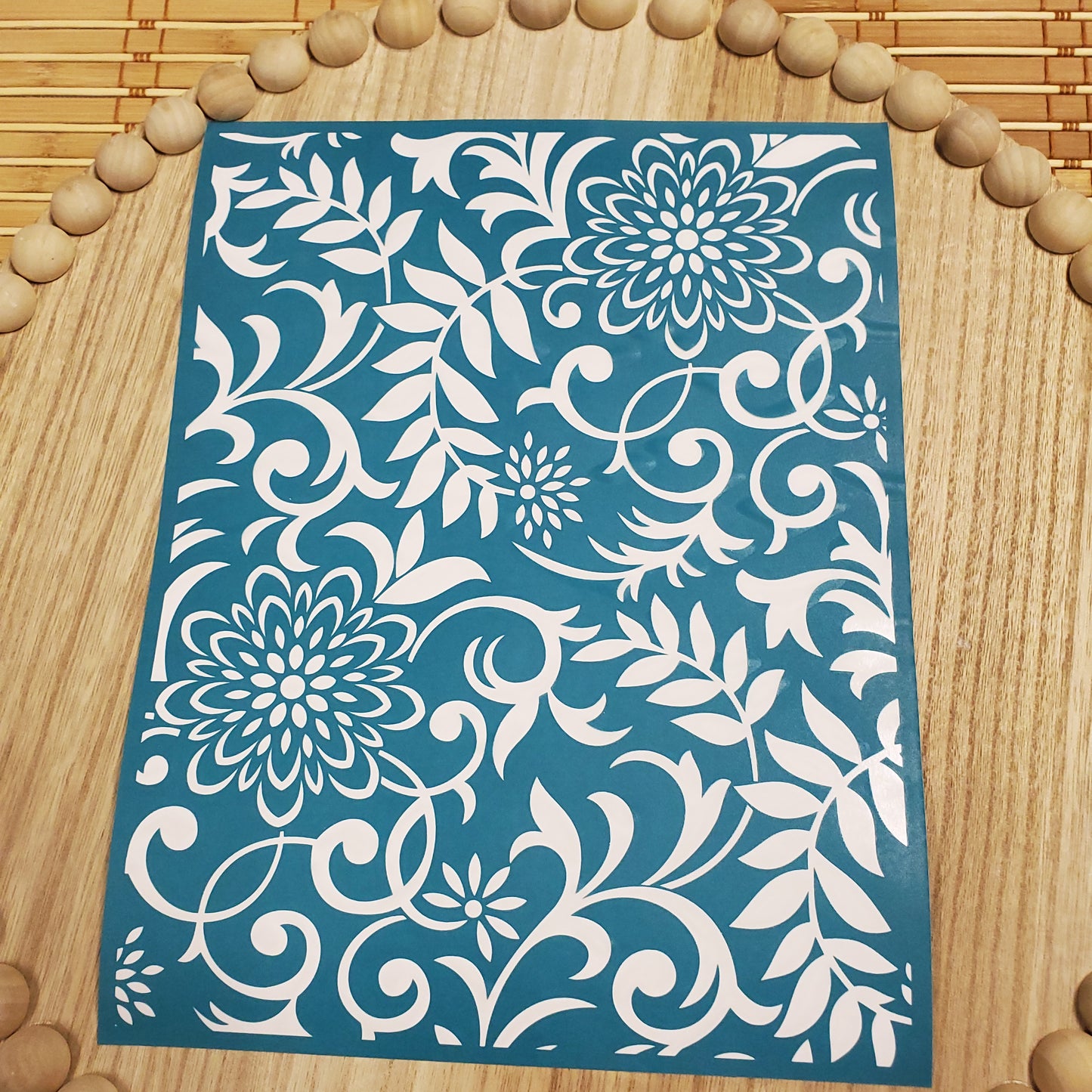 Adhesive Silk Screen Stencil - Swirls & Blossoms