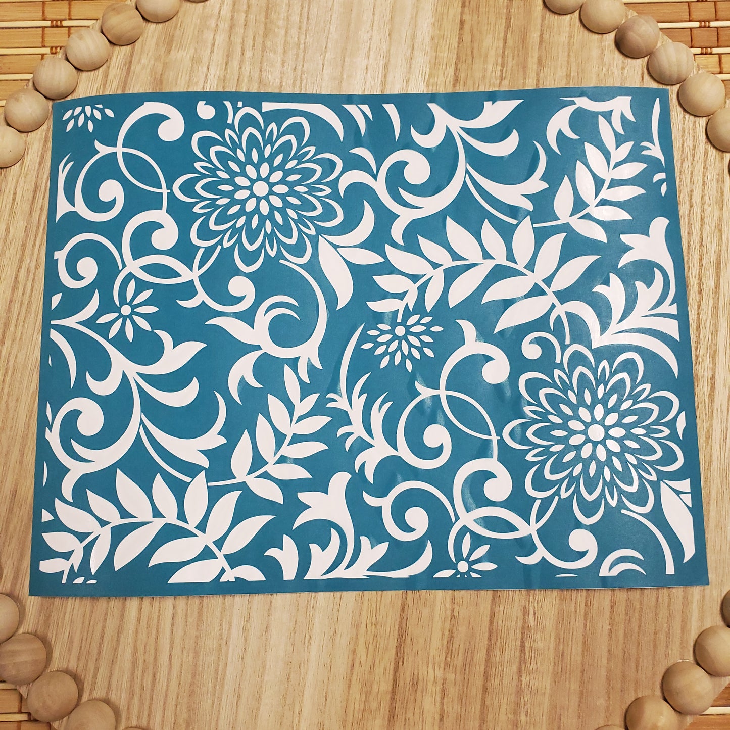 Adhesive Silk Screen Stencil - Swirls & Blossoms