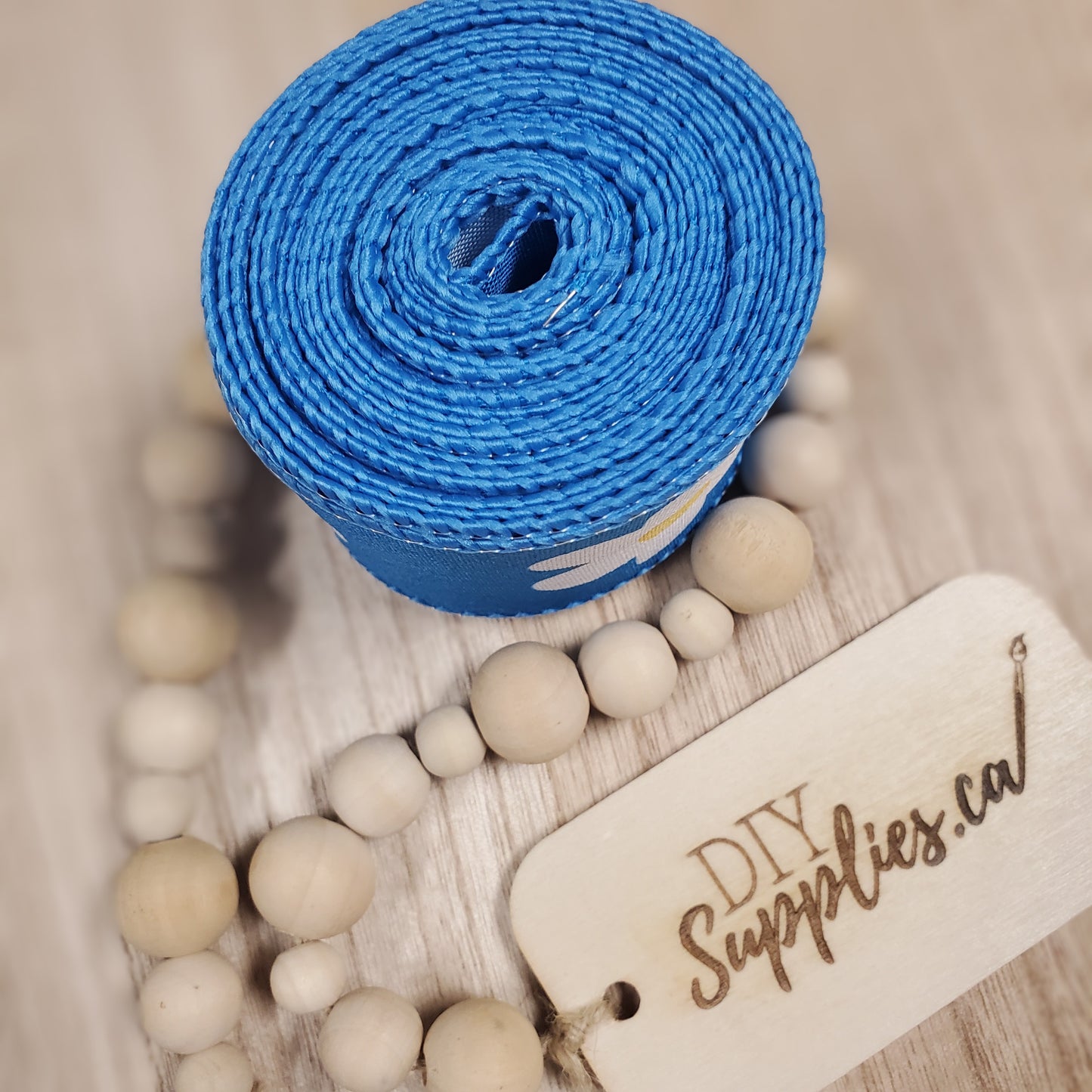 Wired 2.5 inch Blue Flower Ribbon 10 yards