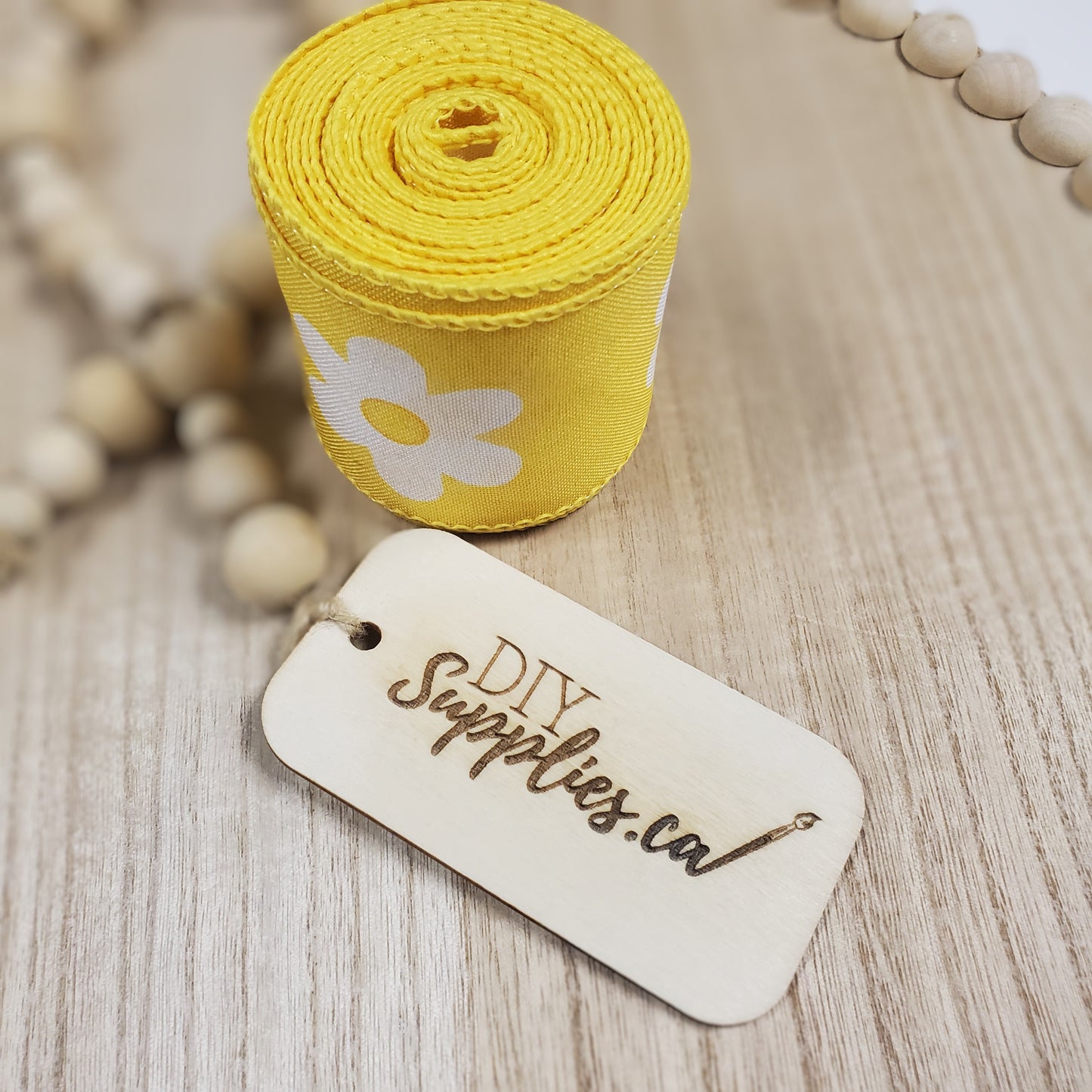 Wired 2.5 inch Yellow Flower Ribbon 10 yards