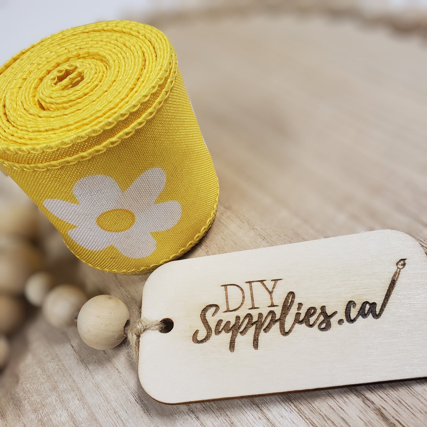 Wired 2.5 inch Yellow Flower Ribbon 10 yards