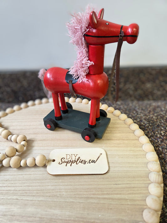 Red Christmas Wooden Toy Horse Decor