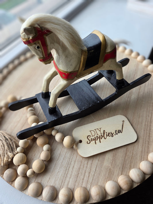 White Christmas Wooden Toy Horse Decor