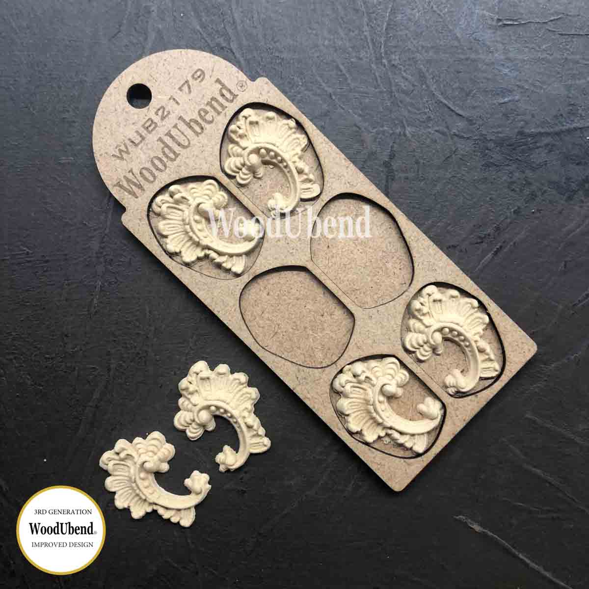 Set of Six Small Baroque Embelishments- WUB2179 4x3cm