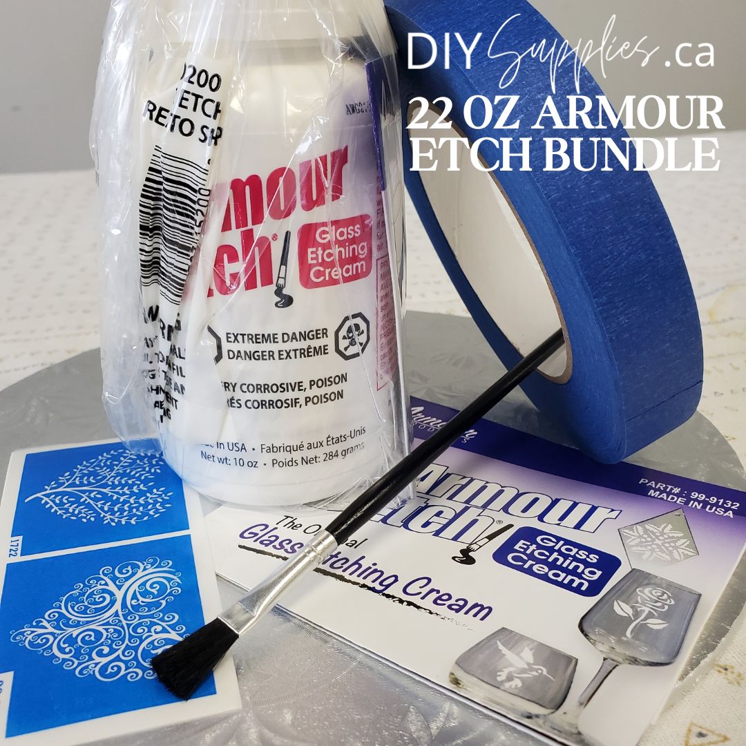 Special Sale 22 oz Armour Etch + Bonus Painters Tape, brush and misc. stencil.