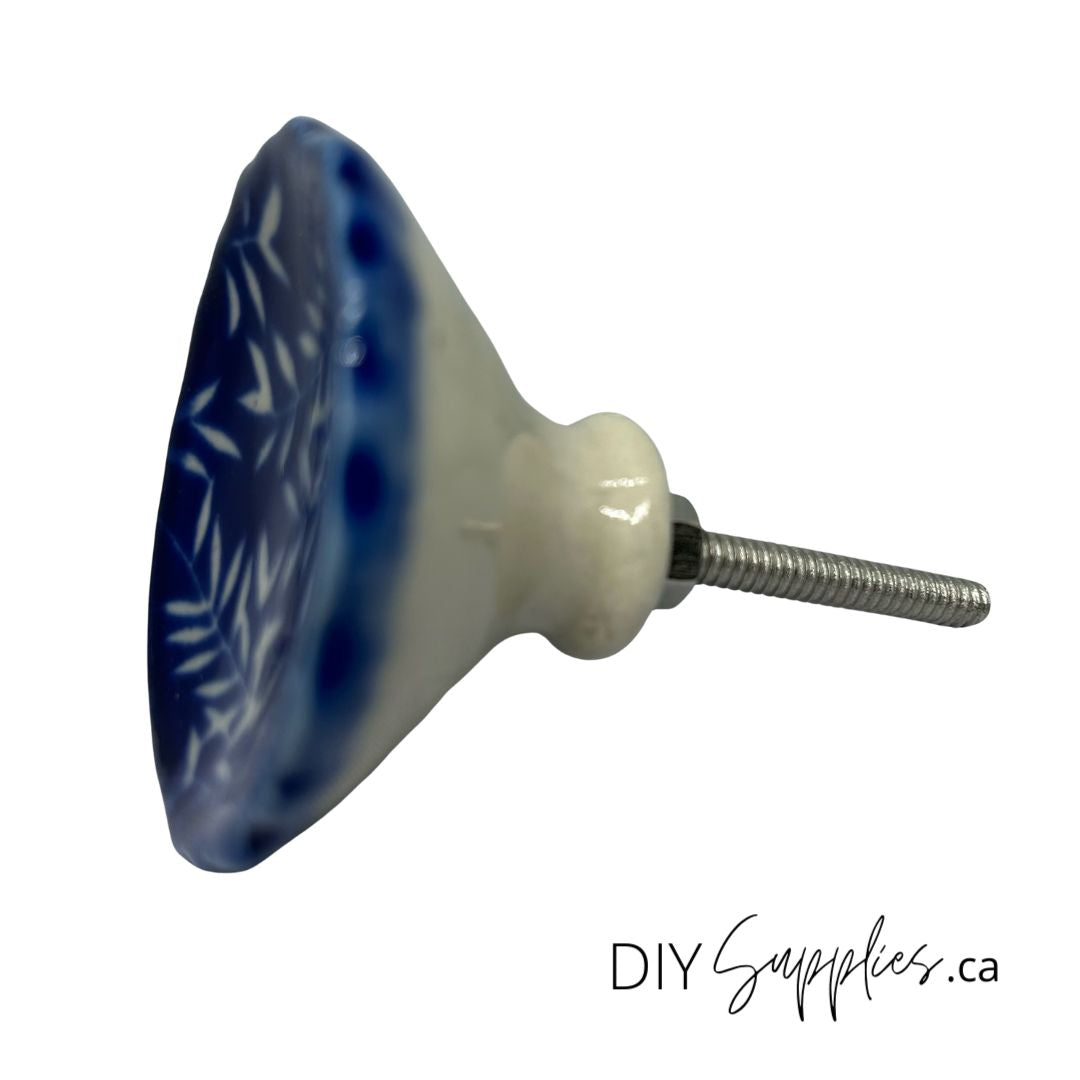 Furniture Knob - Blue Leaves