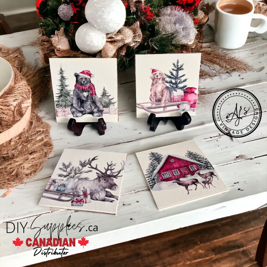 Belles and Whistles A4 Decoupage Rice Paper - Frosty Forest Friends