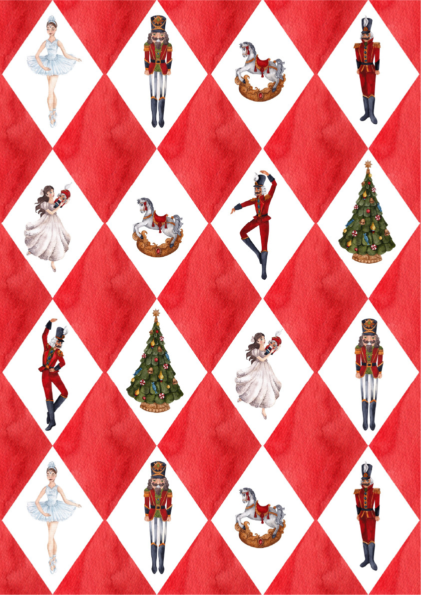 Belles and Whistles A3 Rice Decoupage Paper - Holiday Harlequin COMING SOON