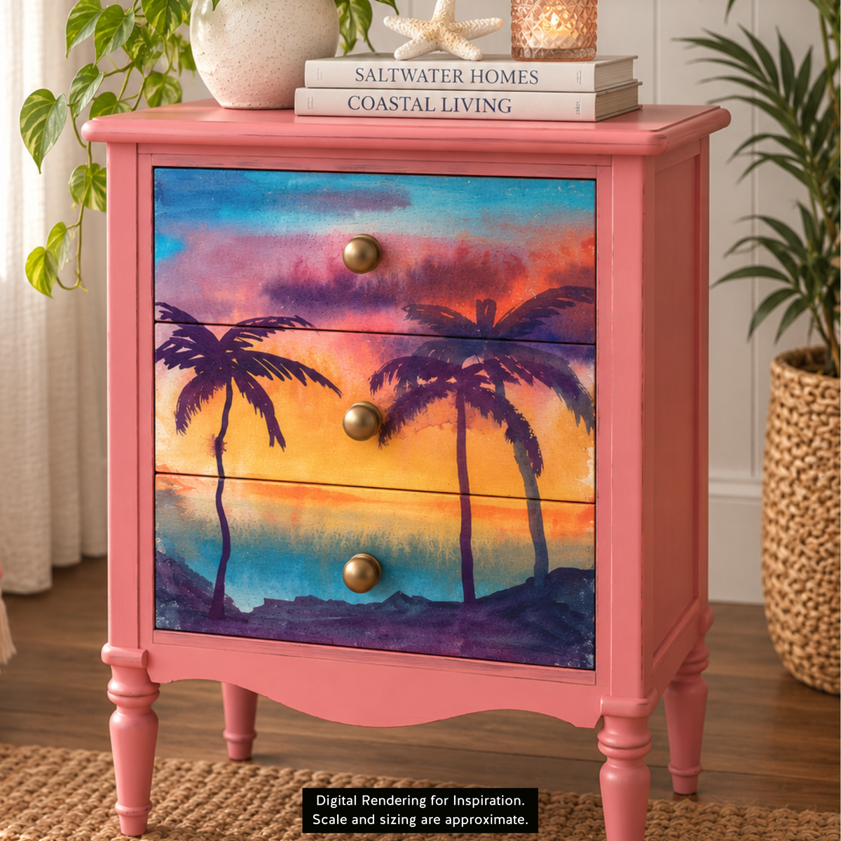 Belles and Whistles A3 Rice Decoupage Paper - Island Afterglow