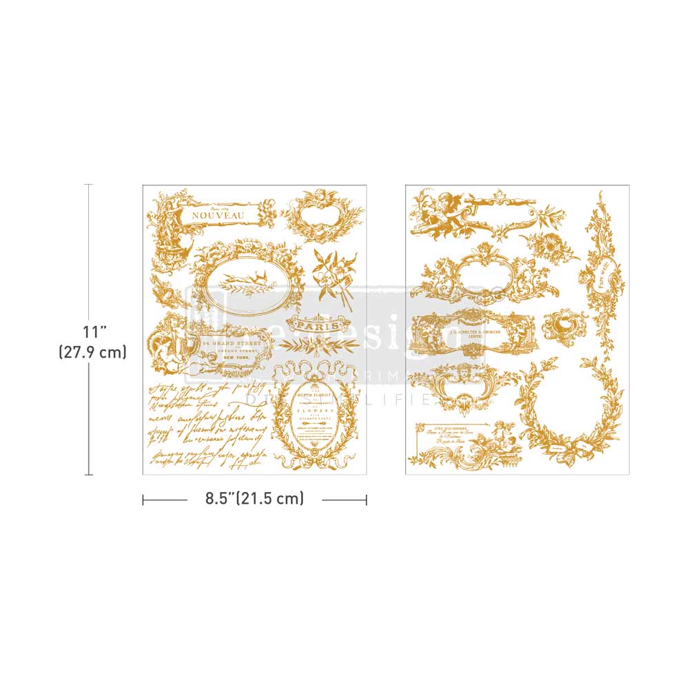 NEW PRIMA Kacha Middy Foil Transfers 2 Sheet Set Label De Luxe