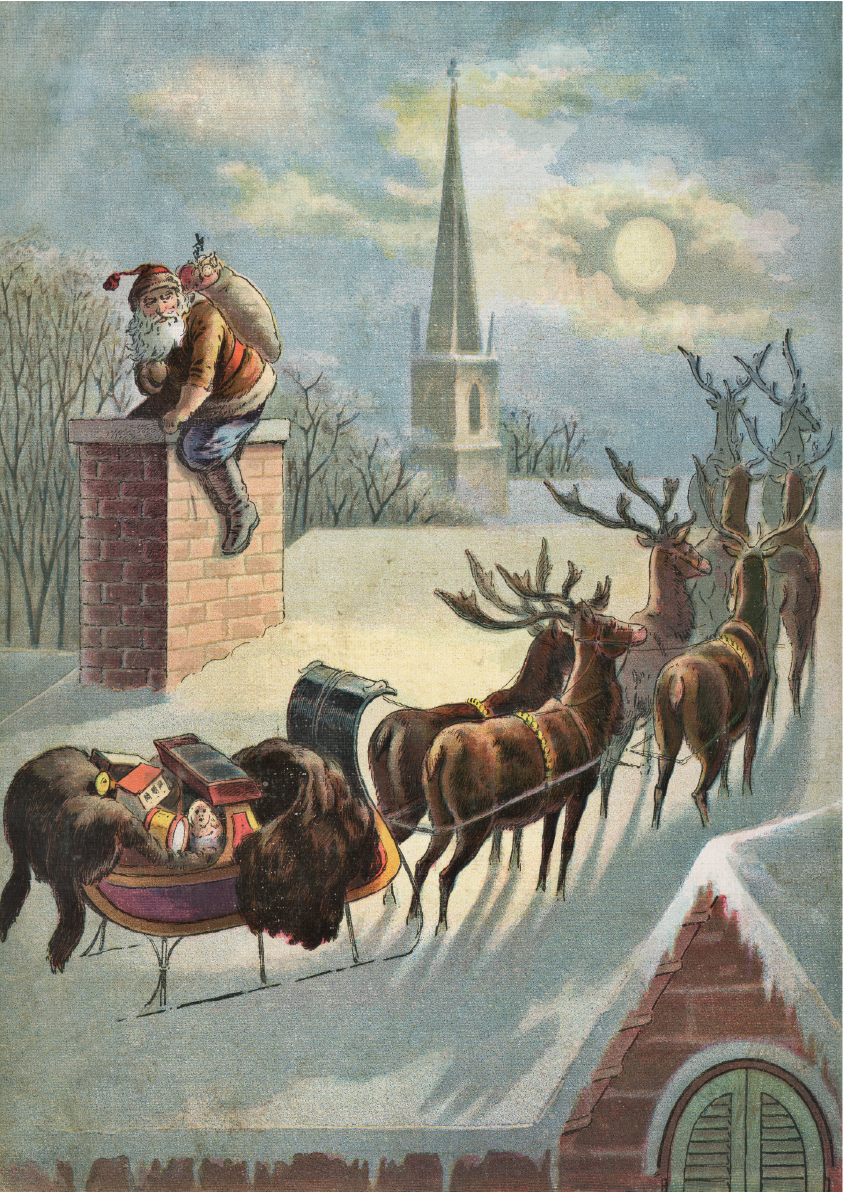 Belles and Whistles Premium Decoupage Rice Paper - Santa on the Roof Top