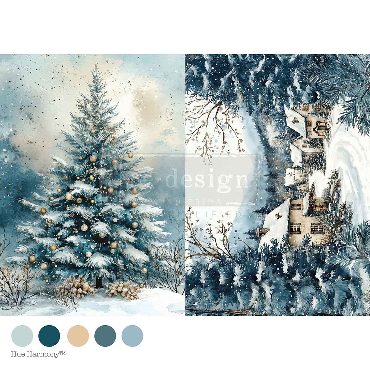 NEW PRIMA A4 Decoupage Rice Paper - Silent Night Sparkle