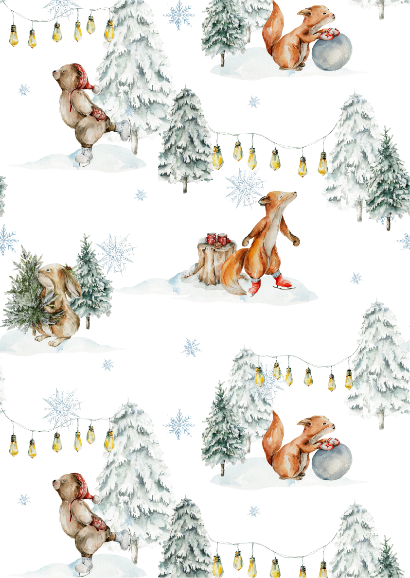 Belles and Whistles A3 Rice Decoupage Paper - Winter Woodland Friends COMING SOON