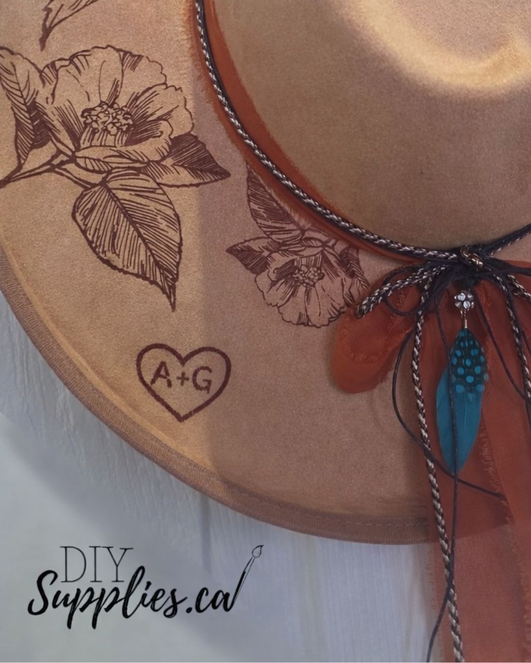 My Hearts on Fire Personalized Hat - Burnt & Brushed Art Hat