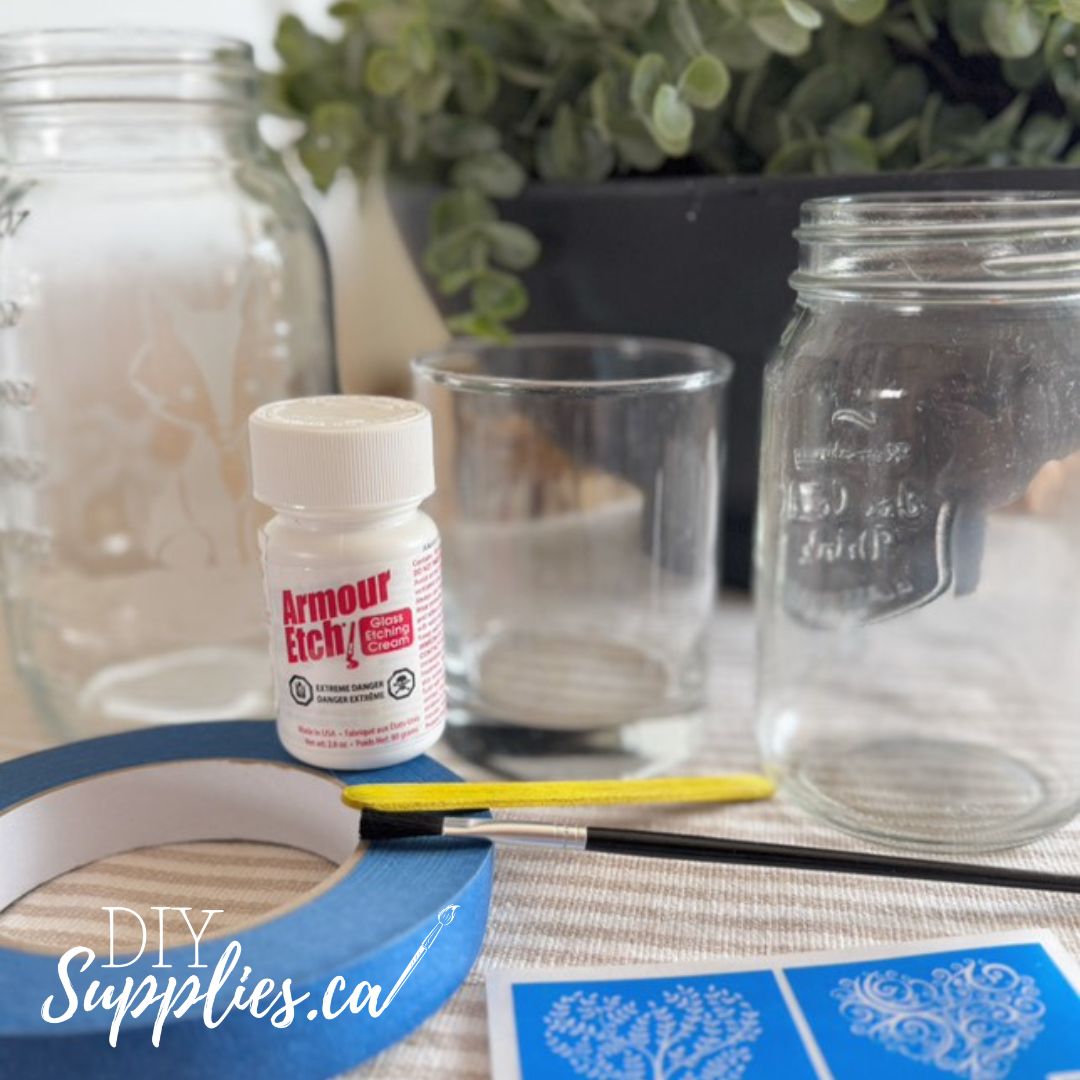 Special Sale 2.8 oz Armour Etch + Bonus Painters Tape, brush and misc. stencil.
