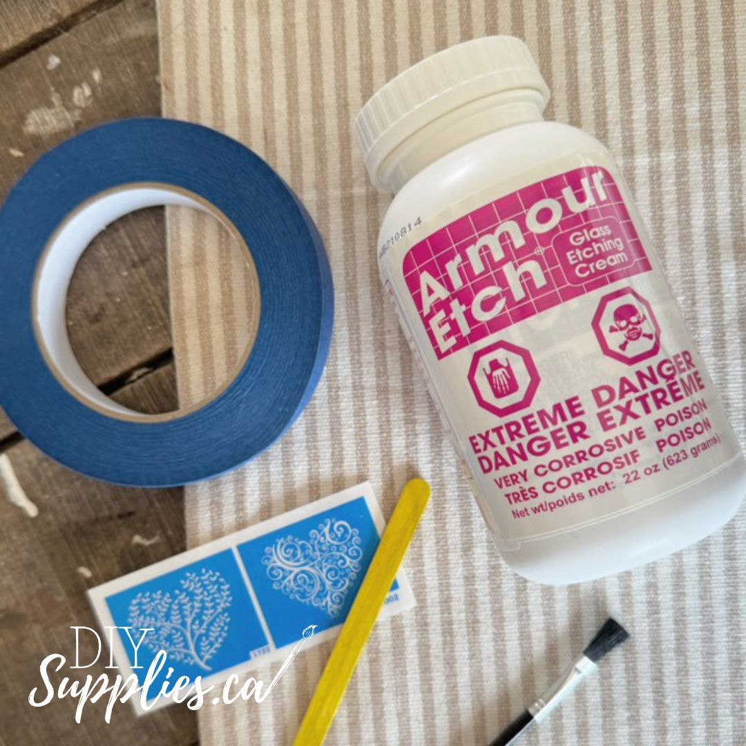 Special Sale 10 oz Armour Etch + Bonus Painters Tape, brush and misc. stencil.