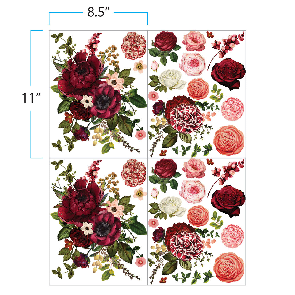 Prima Infusible Heat Transfers - 8.5" x 11" -Burgundy Serendipity 4 Sheets