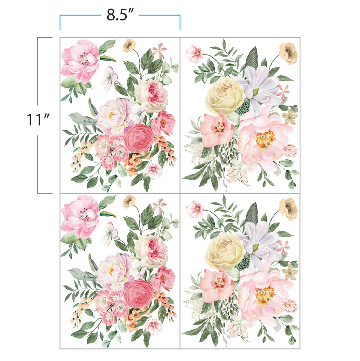 Prima Infusible Heat Transfers - 8.5" x 11" - Charmed Bouquet 4 Sheets