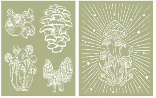 Belles and Whistles Silk Screen Stencils - Cottagecore Mushrooms