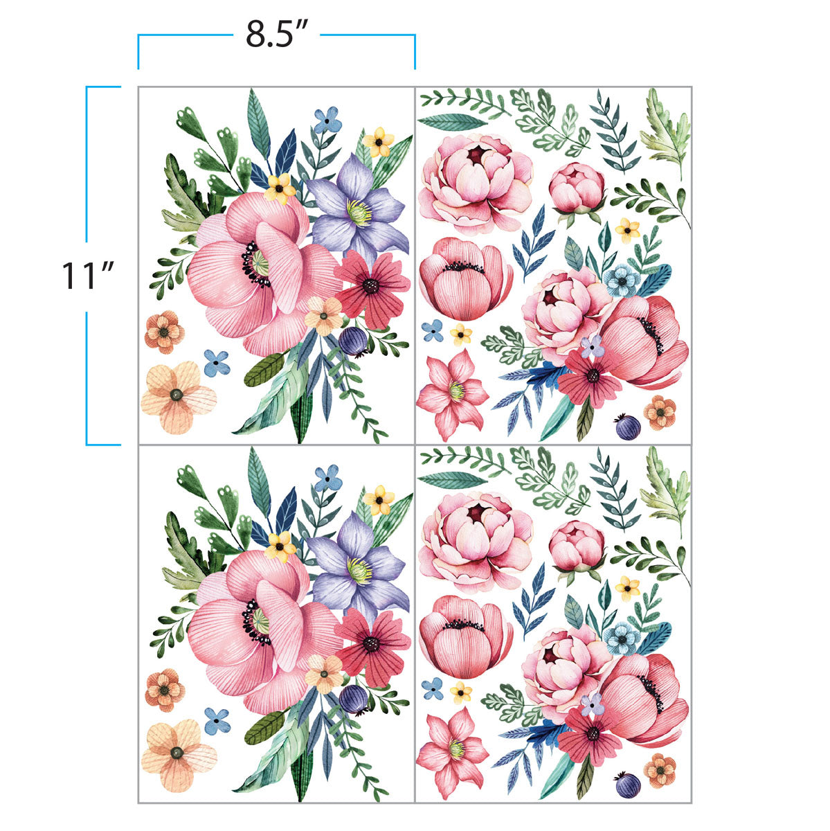Prima Infusible Heat Transfers - 8.5" x 11" - Enchanting Bouquet 4 Sheets