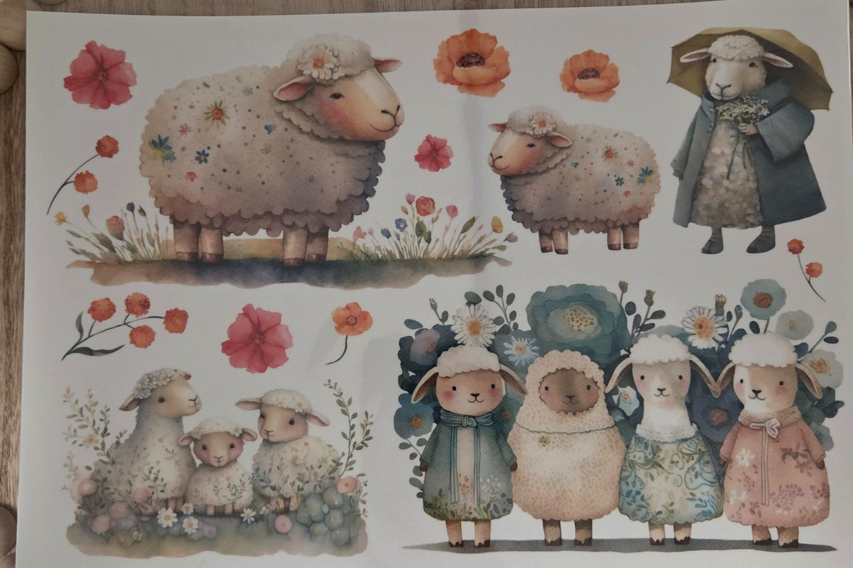 Water Transfer - Feeling Sheepish 8.5 x 11 Transfer Sheet