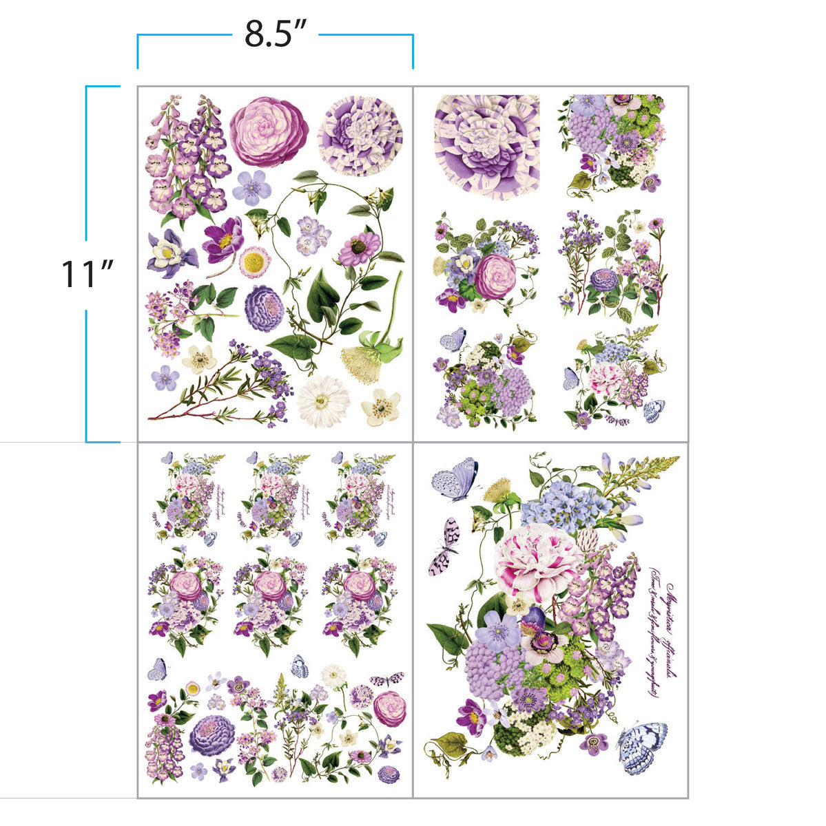 Prima Infusible Heat Transfers - 8.5" x 11" - Lavender Romance 4 Sheets