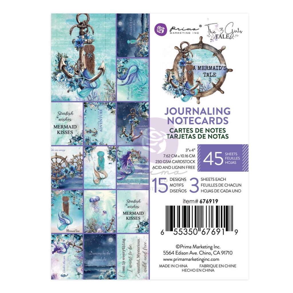 Prima Journaling Cards 3" x 4" - 45 Piece Mermaids Treasures