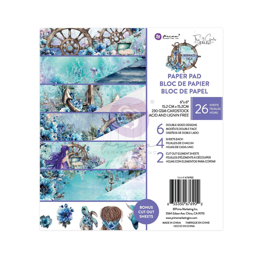 Prima Paper Pad 6" x 6" - 26 Piece Mermaids Treasures