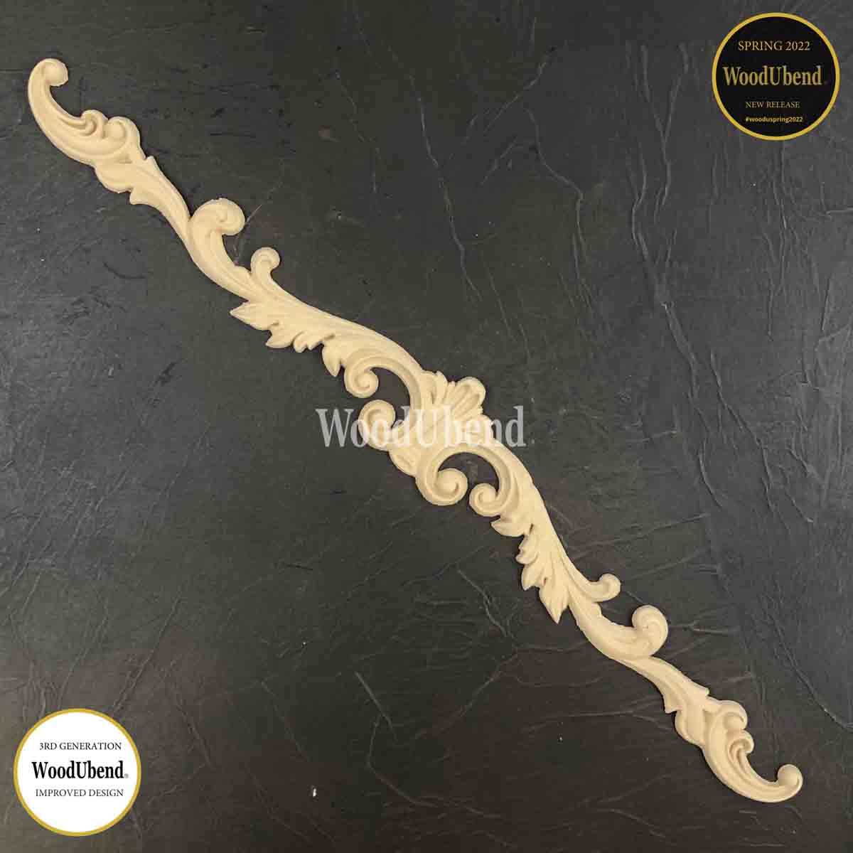 Pack of Two Applique Scroll Pediments WUB6103 50x6x0.6cm SKU