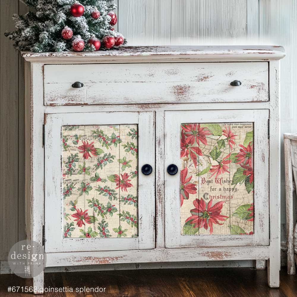 Prima Redesign Decoupage Decor Tissue Paper Pack - Poinsettias