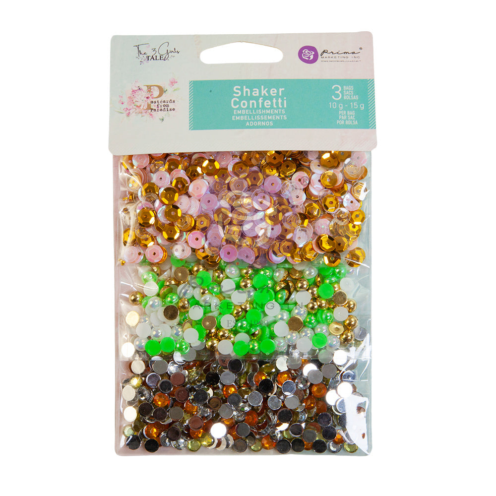 Prima Confetti - 3 Bags Shaker Confetti Postcards from Paridise