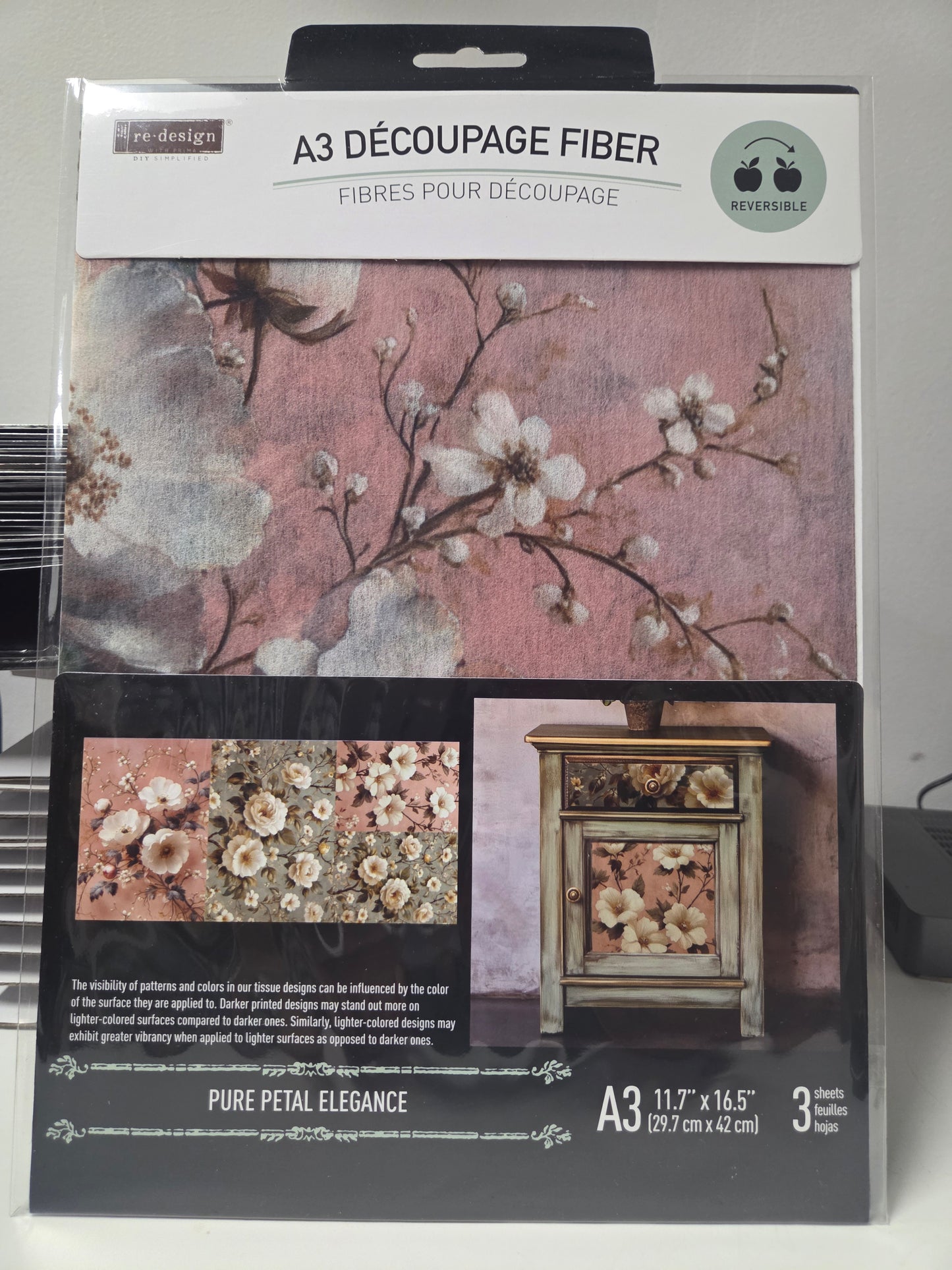 ReDesign A3 Decoupage Decor Fiber - Pure Petal Elegance