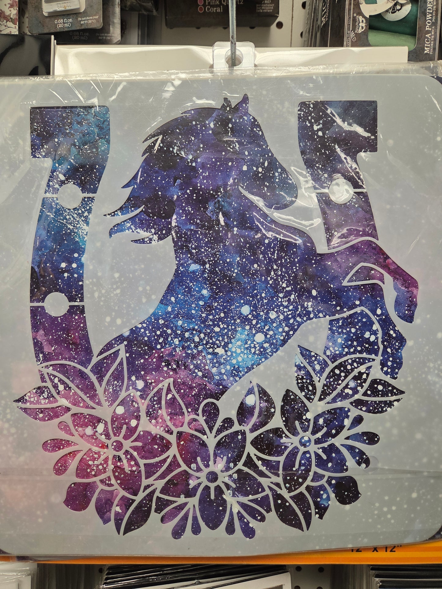 Plastic Stencil – Floral Horseshoe 11.8 inch x 11.8 inch