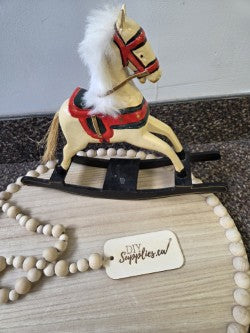 White Christmas Wooden Toy Horse Decor