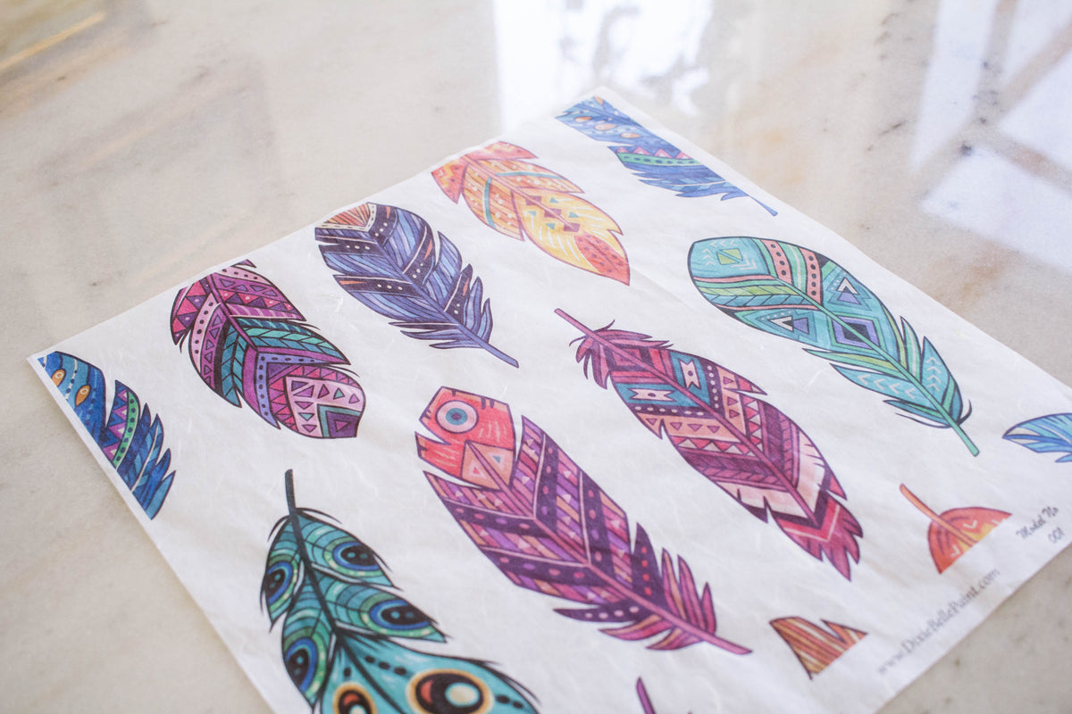 Belles and Whistles Rice Paper - Feathers