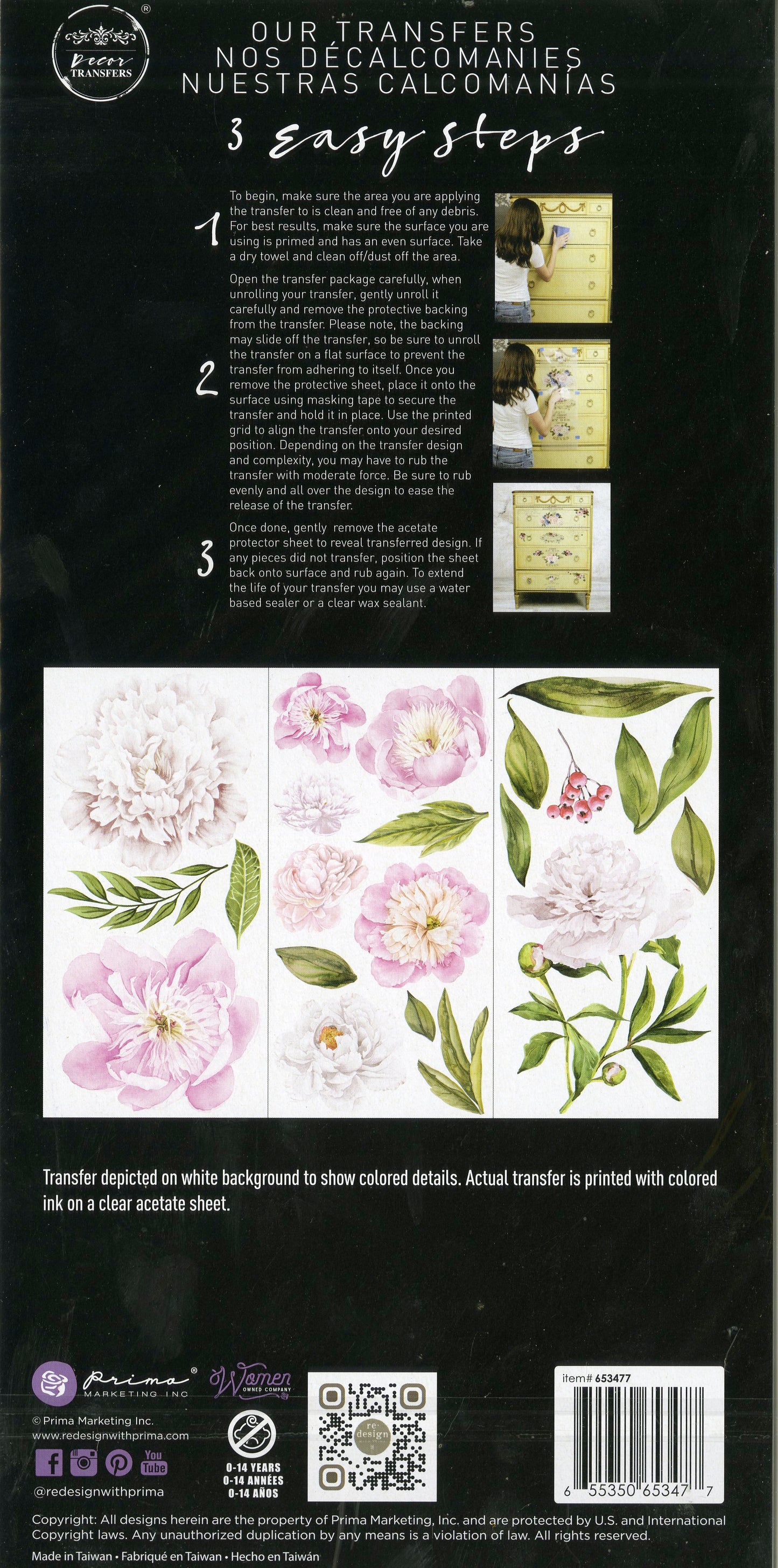 Re-Design Decor Transfers - Morning Peonies