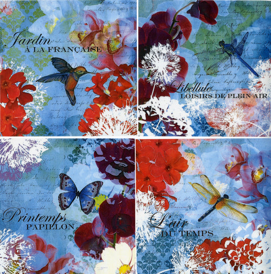 Combo Pack Vellum/Scrapbooking Paper Squares -  Floral Blues
