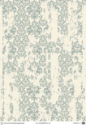 Belles and Whistles Rice Paper - Distressed Damask A1 Decoupage Paper