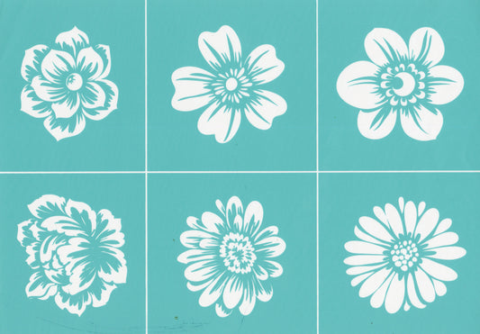 Adhesive Silk Screen Stencil - 6 Blossoms